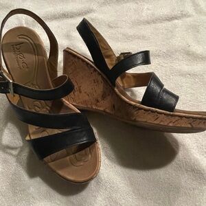 BOC Black Wedge Sandals SIZE 8